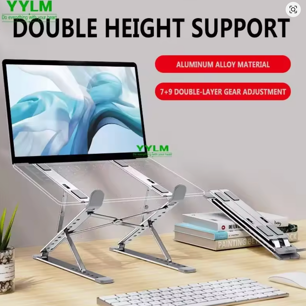 Portable Aluminum Alloy N8 Notebook Stand Desktop Computer Bracket Foldable Double Layer Suspension Style Office Supplies